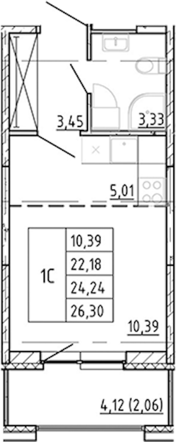 Квартира студия 22.18 м², 10/12 эт., ЖК «Полис Новоселье»